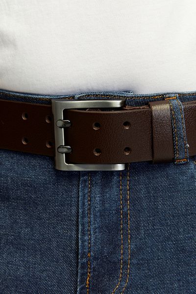 derikem 100% piele de bivol autentică pentru bărbați Curea dublă sport pentru blugi pentru bărbați 4,5 cm maro