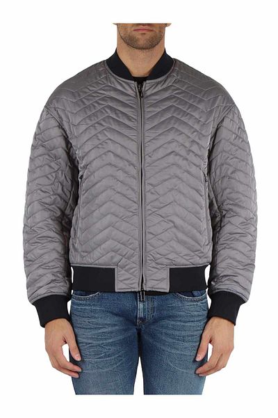 Emporio Armani Men's Gray Coat - Reversible, Stand Collar, Long Sleeve, Brand Logo 6D1B71 1Nuaz-06K3