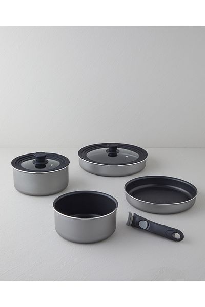 English Home Clickease 7-Piece Grey Cookware Set - 18-20-24-28 cm