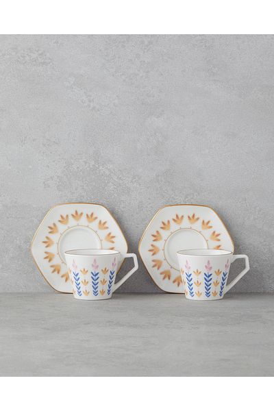 English Home Amara Bone Porcelain - 4-Piece 2-Person Coffee Cup Set, 80 ml Color