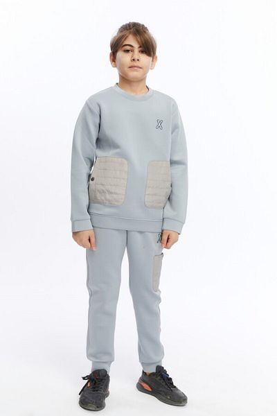 XO Kids Lace-Up Elastic Waist Multi-Pocket Boys' Tracksuit Set 5-14 Years 5012