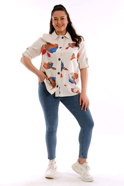 Metpoint Trend42Plus Large Size Front Leaf Printed Jacket Saks