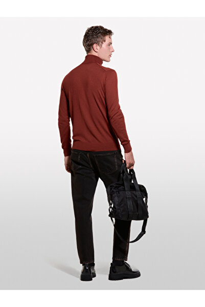 Sisley Ανδρικό πουλόβερ με λεπτή εφαρμογή από μάλλινο μπορντό