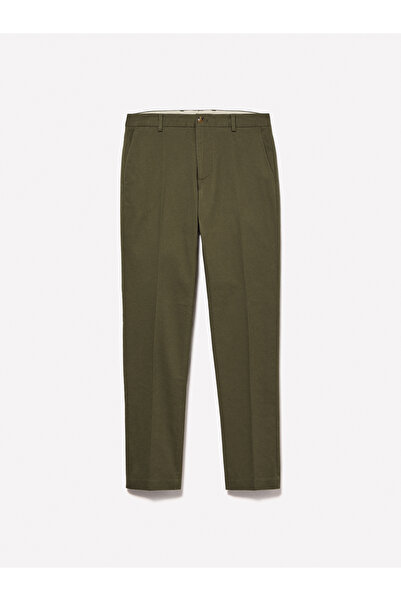 Sisley Men's Army Green Cotton Blend Slim Fit Chino Pants