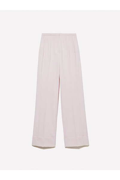 Sisley Women's Champagne Wool Blended Curly Leg Regular Waist Pants