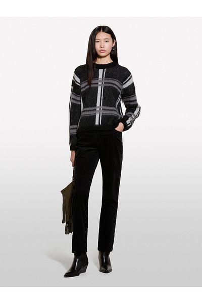 Sisley Women's Black Cotton Blended Five-Pocket Regular Fit Trousers