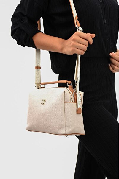 ImPolo Selin krem Taba torba za rame sa reljefnim printom za žene Torba preko...