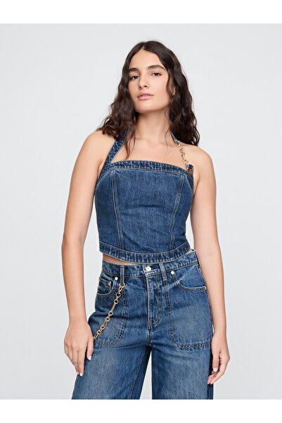GAP Kadın Mavi Gap × Cult Gaia Denim Crop Büstiyer