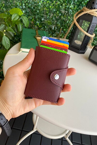 Modica Unisex Claret Red Wallet Card Holder - Έξυπνο πορτοφόλι με τεχνολογικό δέρμα και μηχανισμό - Konk