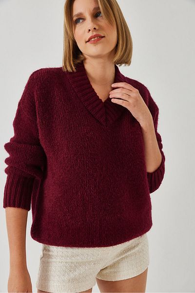 Bianco Lucci Women's V-Neck Knitwear Sweater 20247532
