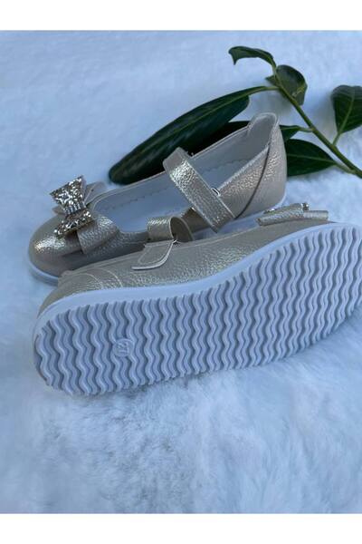 Sare Çocuk Giyim Princess Gold Glitter Butterfly Bow Kids Birthday Shoes(26-36)