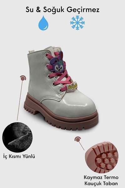 playup design office Playup Girls Boots Αντιολισθητική σόλα Ανθεκτική στο κρύο Λευκό/Ροζ