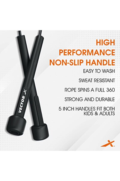 Vector X Adjustable Skipping Rope | Nylon | For Cardio, Weight Loss & Training | Unisex