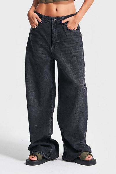 its basic Women's Dark Smoked Jeans - Super Baggy Fit, 100% Cotton Denim 2W41