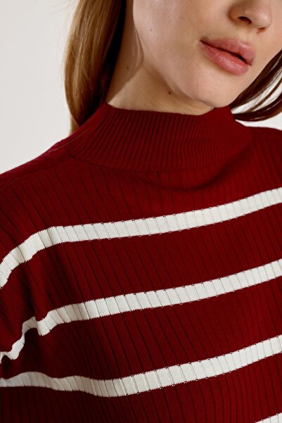 Rays Turtleneck 5415 Striped Tunic - Burgundy