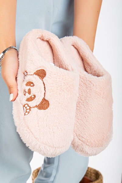 Slipcat Λούτρινες γυναικείες παντόφλες σπιτιού - Αδιάβροχη χοντρή σόλα με λεπτομέρεια προίκας και δέματος