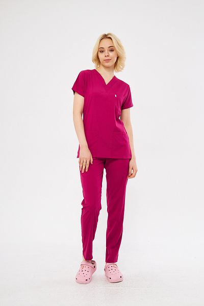 Class Üniforma Cherry Lycra Unisex Bat Sleeve Nurse and Doctor Jersey Scrubs Νοσοκομειακή Στολή Σετ