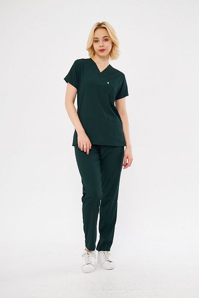 DRCLASS Hunter Green Lycra Unisex Uniforme de Asistentă și Doctor Scrubs Costum de îmbrăcăminte chirurgicală