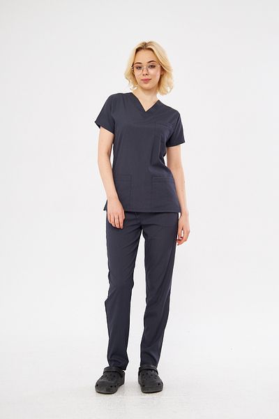 Class Üniforma Set de uniforme de spital cu mâneci liliac unisex din lycra gri