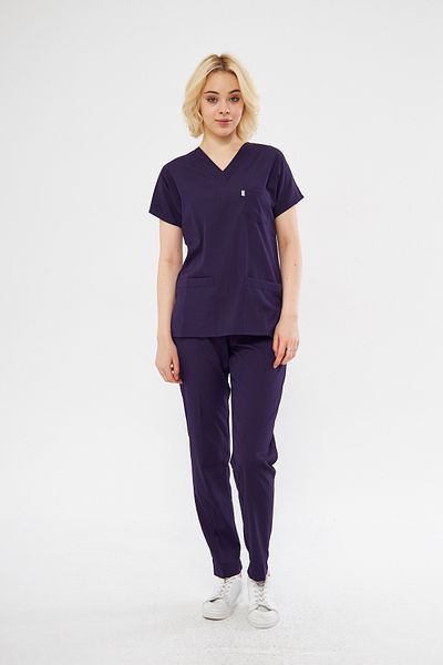 Class Üniforma Violet Lycra Unisex Maneca Liliac Asistenta Si Doctor Tricou Kit Scrubs Uniforma Spitalului