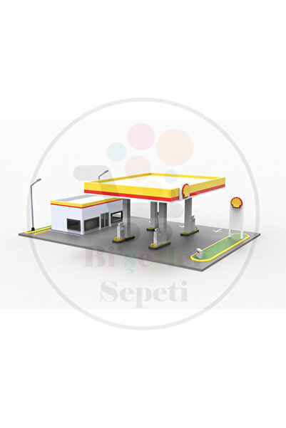 Bi'şeyler Sepeti 1:64 Shell Benzin İstasyonu SHELL GASOLINE STATION Diorama Diecast