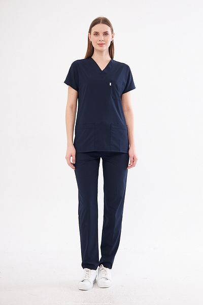 Class Üniforma Navy Blue Lycra Unisex Μανίκι Νοσοκόμας και Γιατρού Τζέρσεϊ Σετ Scrubs Hospital Uniform