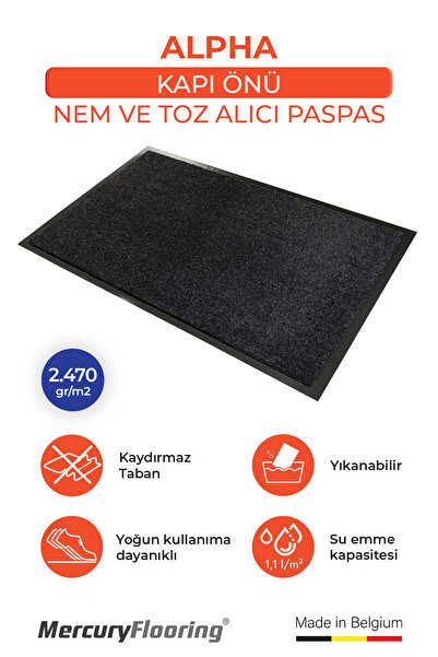 Zemincim Alpha Siyah 78 Kapı Önü Nem Ve Toz Alıcı Paspas