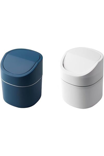 Arabest 2 Pack Mini Trash Can with Lid, Pop Up Countertop Wastebasket (Blue, ...