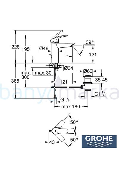 Grohe Eurosmart Sink Faucet with Flush Control, Matte Black - 233222433