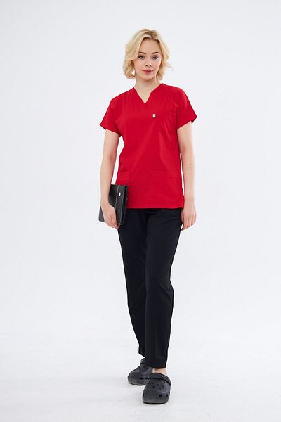 Class Üniforma Red Black Combination High Cotton Lycra Bat Sleeve Doctor Nurse Jersey Scrubs Surgical Team