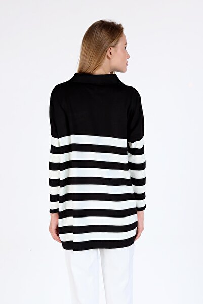 Rays Black Polo Neck Striped Tunic - 5340