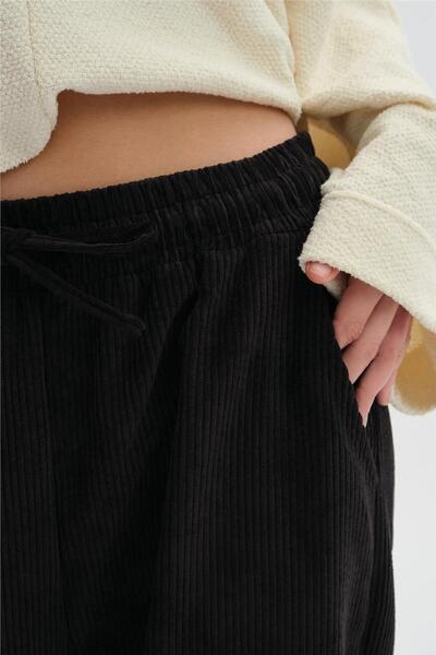 SHERIN Anthracite Velvet Ribbed Trousers