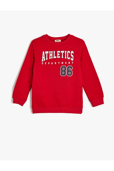 Koton Long Sleeve Crew Neck College Printed Raised Sweatshirt