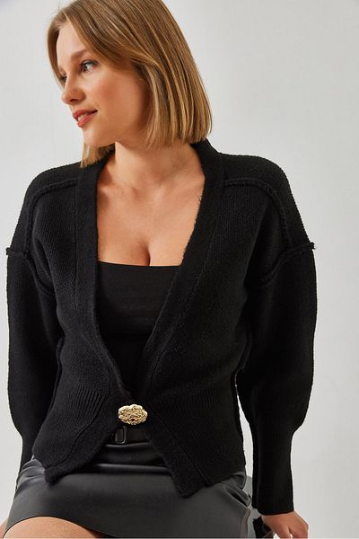Bianco Lucci Cardigan de damă cu cusătură inversă cu un singur nasture 241065 60261038