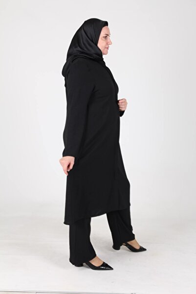 sefamerve Aykal Ayrobin Large Size Buttoned 2 Piece Set 2613-10 Black