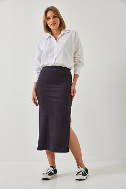 Bianco Lucci Жіноча замшева спідниця-олівець з розрізами 60261039