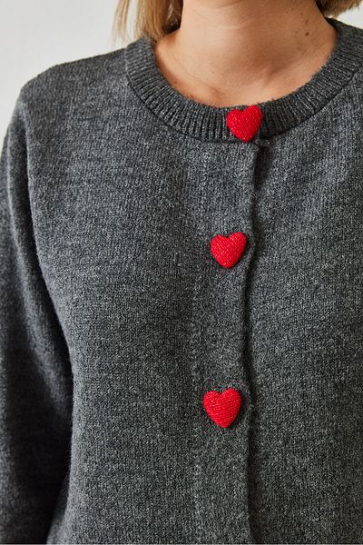 Bianco Lucci Cardigan de damă cu nasturi în formă de inimă 241075 60261033