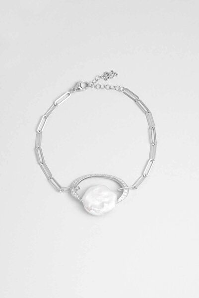 So CHIC... Helen 18 Ayar Beyaz Altın Kaplama Gümüş 23 Cm Gümüş Bileklik