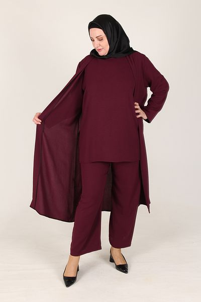 sefamerve Arya Ayrobin Plus Size 3er-Set – Pflaume 2615-08