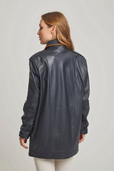 iKiGAi the city Dunkelblauer Ledermantel