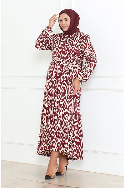 sefamerve Saga-Kleid mit Wickelkleid, Größe 46–56, 4571F-02, Weinrot