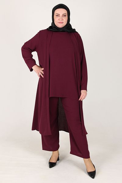 sefamerve Arya Ayrobin Plus Size 3er-Set – Pflaume 2615-08
