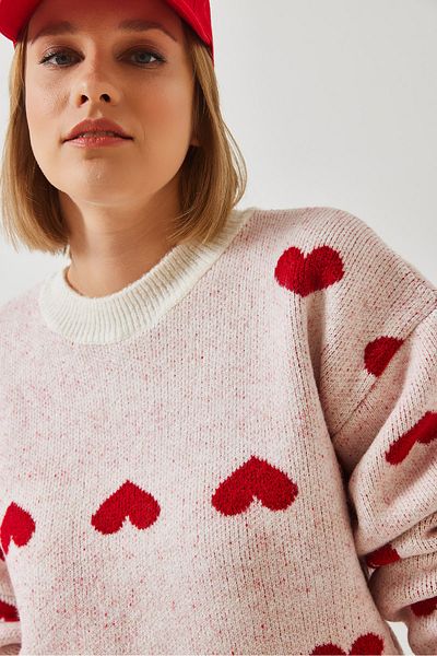 Bianco Lucci Women's Heart Patterned Knitwear Sweater 60261030