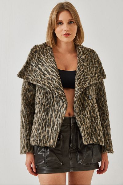Bianco Lucci Women's Raised Leopard Print Coat 60261031