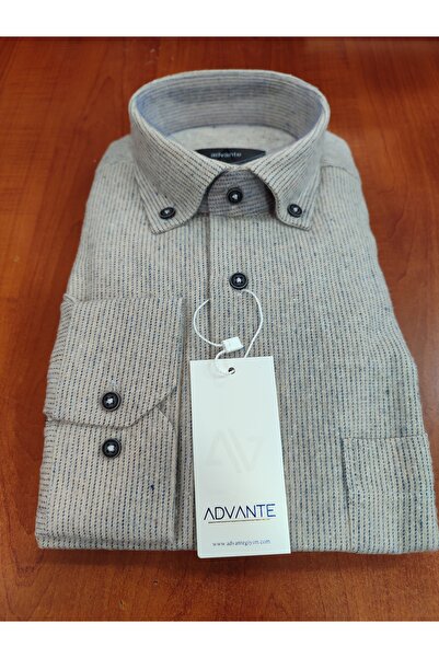 ADVANTE GÜNCÜOĞLU UZUN KOLLU CEPLİ  ÇİZGİLİ KLASİK KIŞLIK ERKEK GÖMLEK