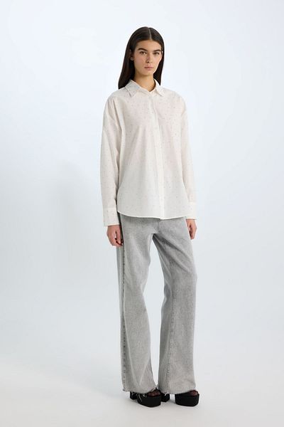 DeFacto Oversize Wide Fit Poplin Long Sleeve Shirt B6604Ax24Wn