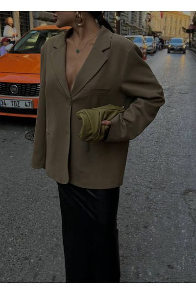 LB Laluna Butik Jachetă blazer căptușită cu buzunar pentru femei