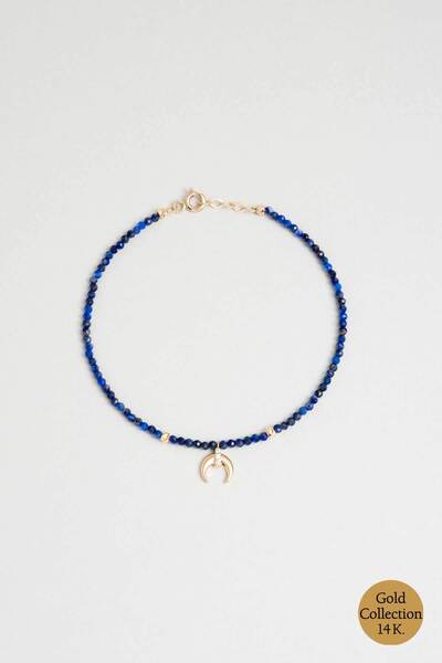 So CHIC... Hilal Figürlü Lapis Taşlı 14 Ayar Altın Bileklik