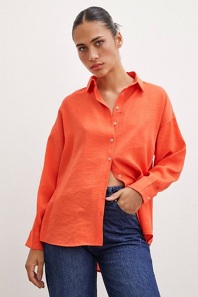 Never more Orange Modal Shirt - Simple Design