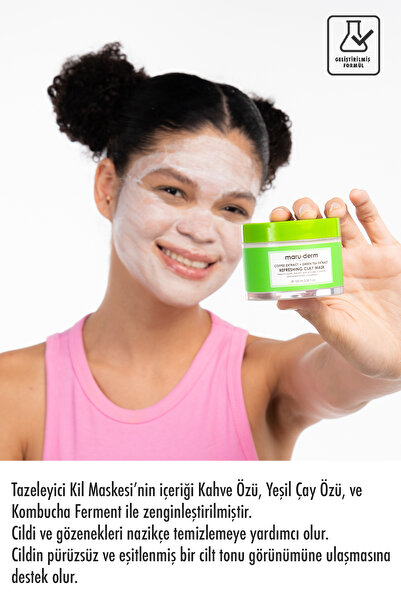 Maru.Derm Kil Maskesi | Kahve Özü + Yeşil Çay Özü Tazeleyici Kil Maskesi 100 ML | Tüm Cilt Tipleri | Vegan
